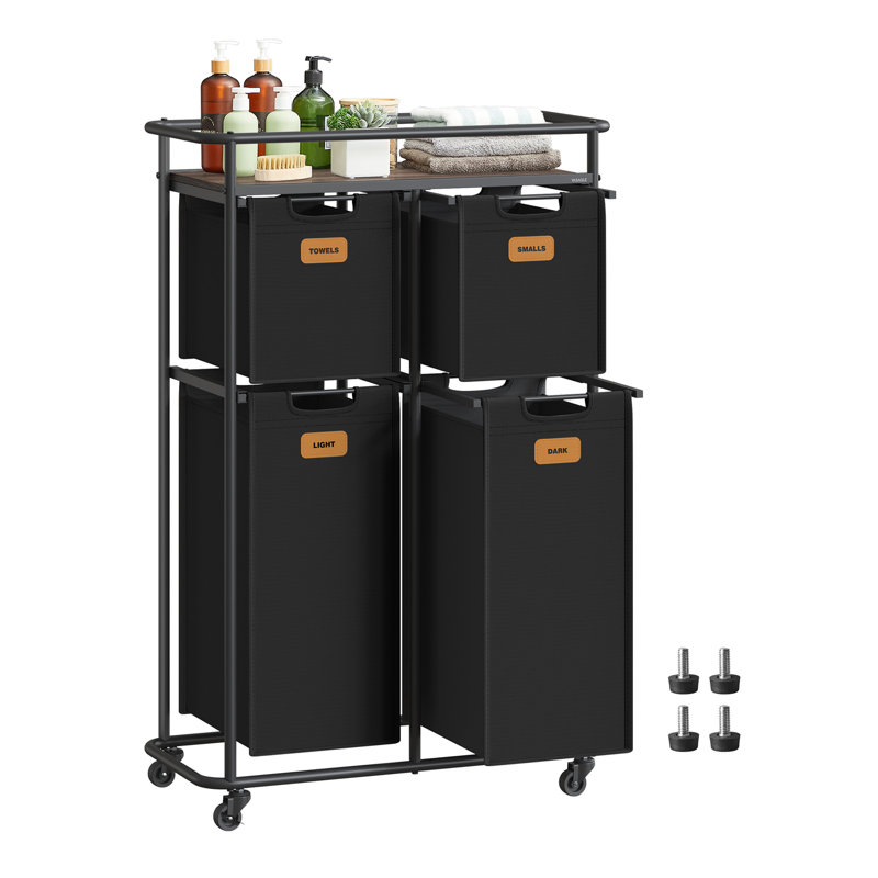 Anshel Wood Rolling Laundry Hamper