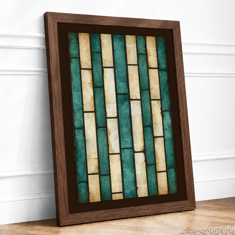 Weathered Stripes Industrial - Framed Print, A2 - 59.4 x 42.0 cm, Walnut