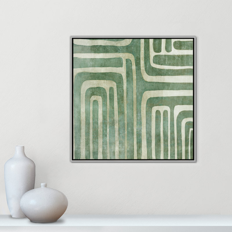 «Whimsical Green I Print» par Emma Peal, H 31,5 po x l 31,5 po x P 2 po, Encadrement argenté