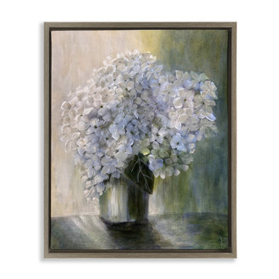Hydrangea Still Life Framed Floater Canvas Wall Art by Doris Charest