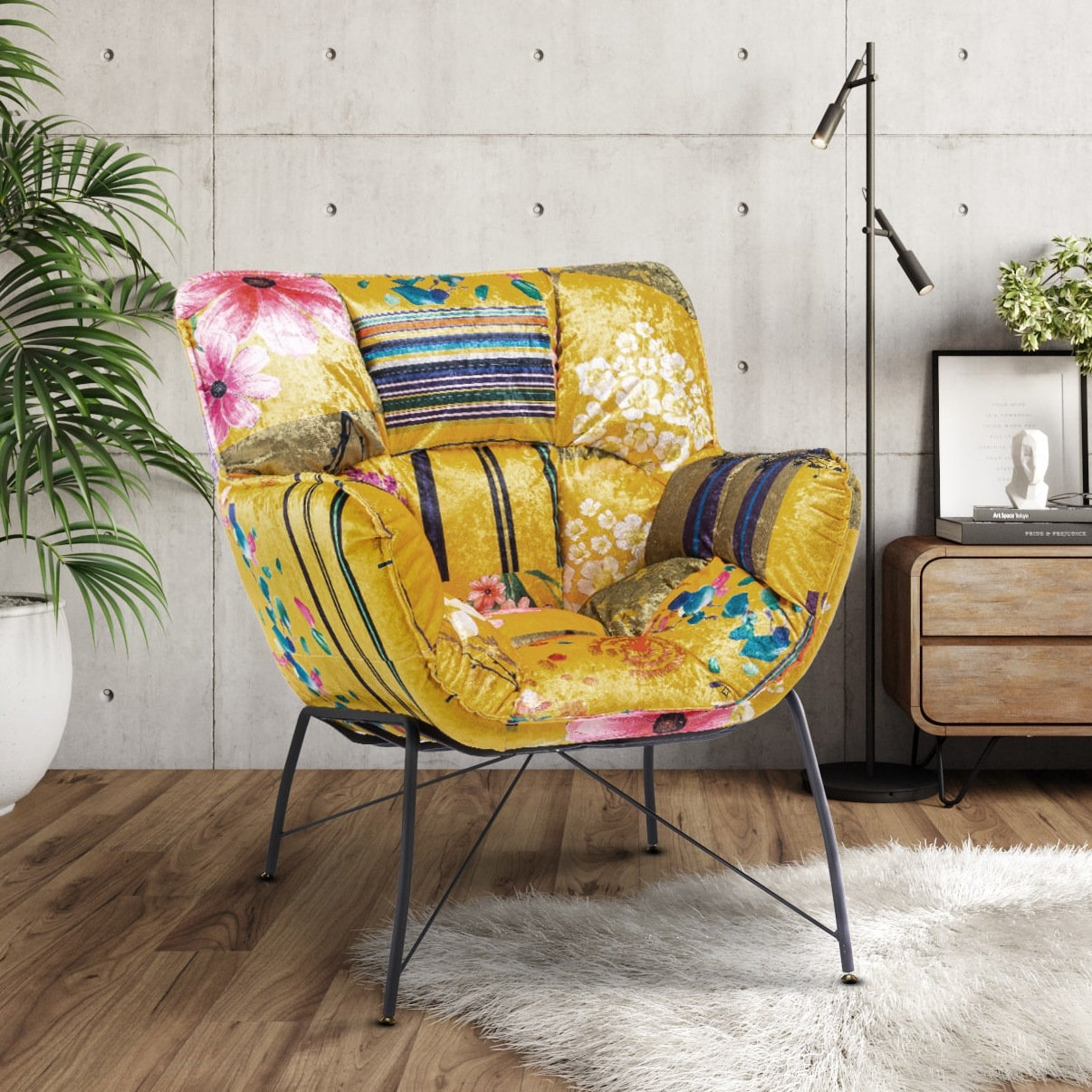 Yellow best sale patterned armchair