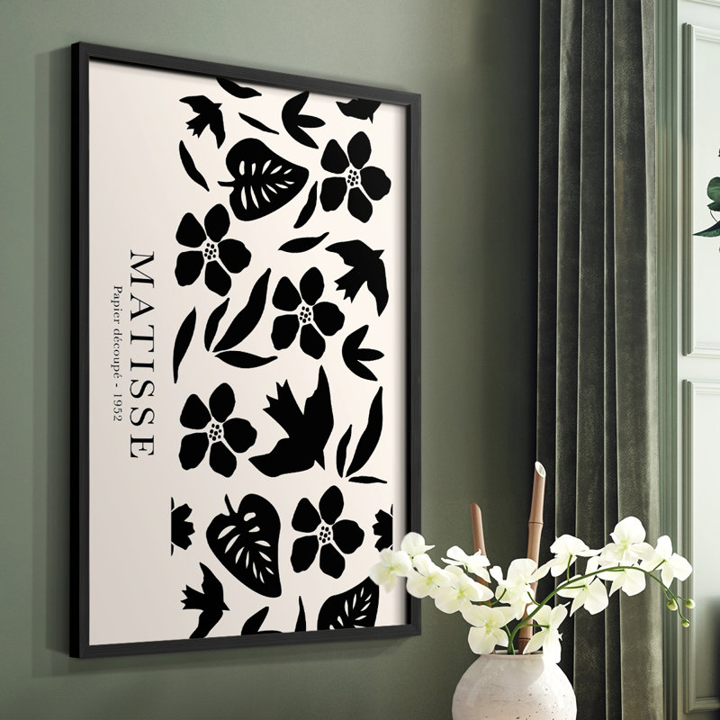 Matisse CCLX III, reproduction encadrée - bois massif, H 10 po x l 8 po, Noir, noir, noir, noir