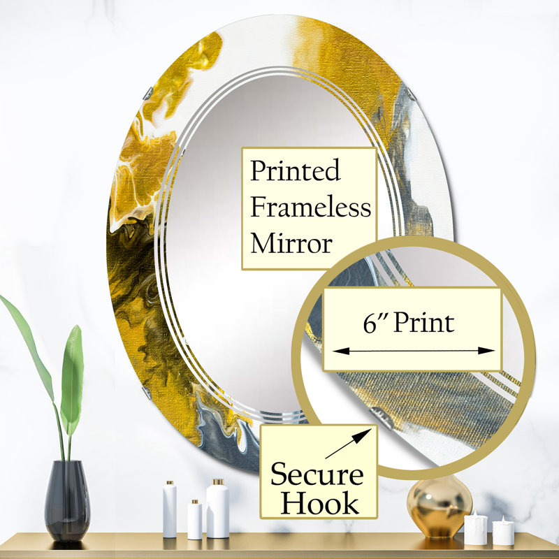 Vert et gris marbre univers - miroir mural moderne ovale, 36 po x 24 po