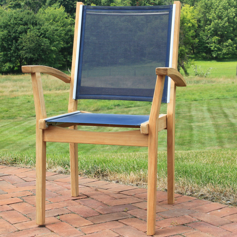 Bayhead Outdoor 7 - Piece Teak Dining Set, Canvas Navy Sunbrella® Canvas