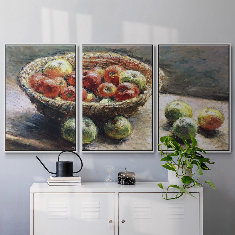 Assiette aux pommes, 1880, 3 pièces, H 24 po x l 48 po x P 2 po, Blanc