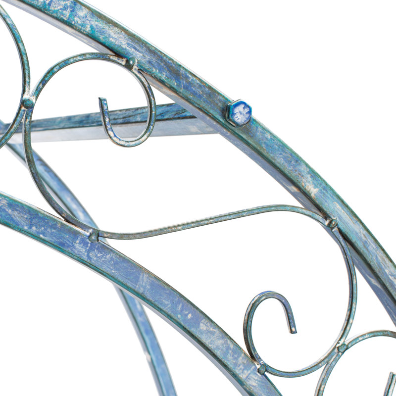 Antique Blue Iron Garden Trellis Arch Arbor