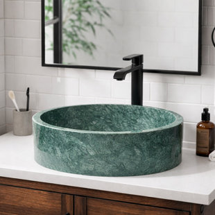 Lavabo vasque en marbre vert pour meuble-lavabo, comptoir en pierre naturelle fabriqué à la main avec finition polie