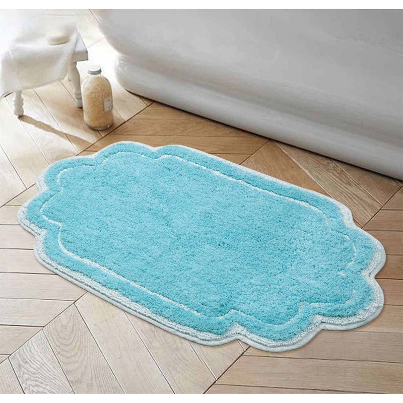 Tapis pour salle de bain Dobrinka, Turquoise, 24 po x 40 po (rectangulaire)
