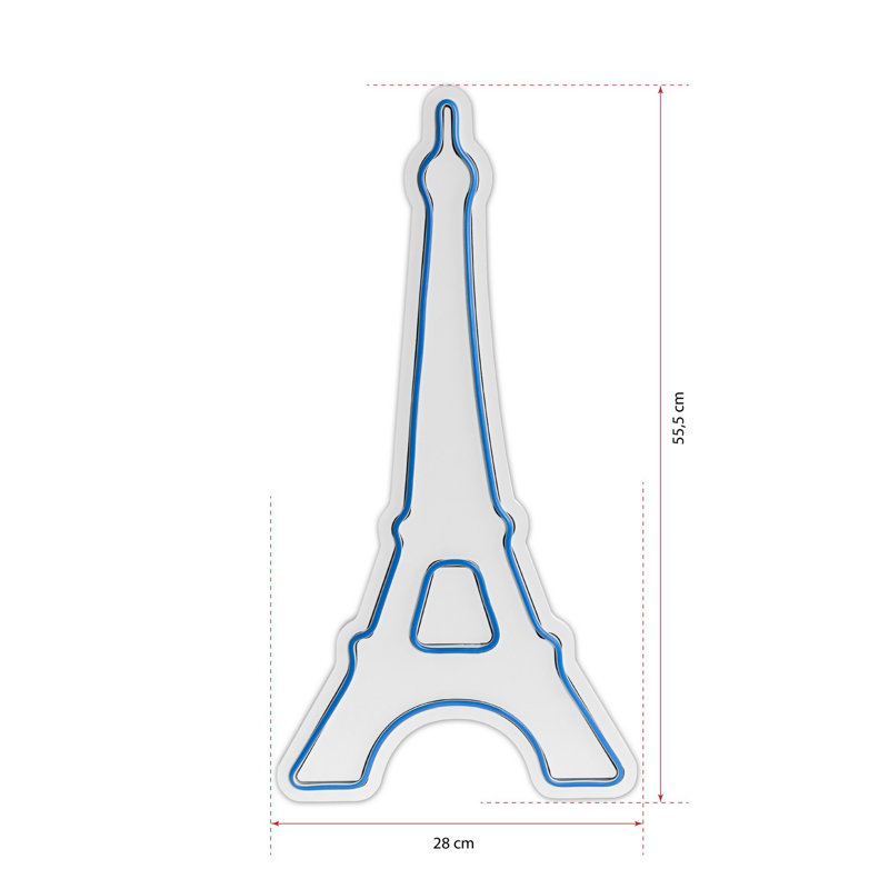 Bande d'éclairage néon flexible à DEL - étanche (IP67), 11,0 po x 21,8 po | Couleur bleue, modèle en mousse de PVC | Adaptateur 12 V 4 A, 36 W maximum | Parfait pour la décoration intérieure, les fêtes et les étalages créatifs
