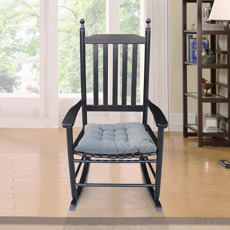 Chaise berçante en bois noir sans passe-partout, Noir