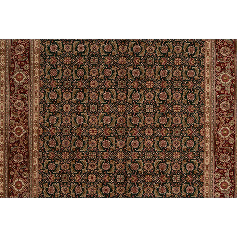 Tapis brun / rouge / vert / beige noué à la main de haute qualité