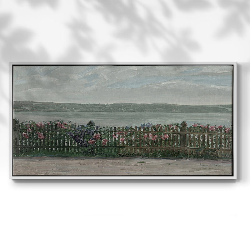 Paysage, série Mxxxiv, toile tendue avec châssis, prête à être accrochée, H 21 po x l 41 po, Blanc