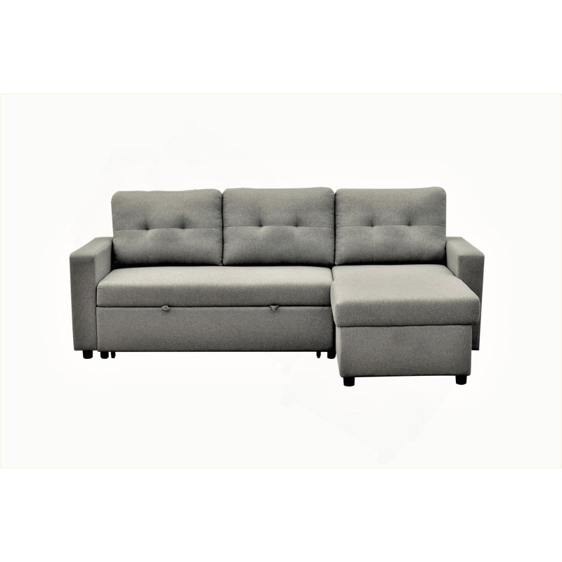 Canapé-lit modulaire convertible en forme de L convertible, meubles d'appoint élégants, canapé-lit escamotable pour petits espaces et salons, gris