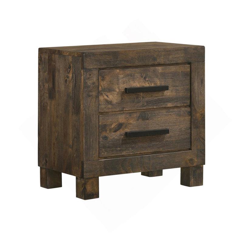 Table de chevet 2 tiroirs en panneau de fibres à densité moyenne