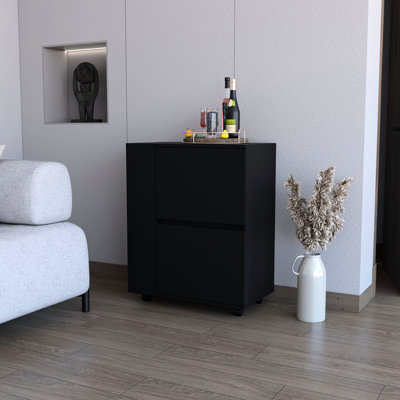 Versatile Black Bar Cart For Entertaining With Elegance Kitchen Rectangular Shape And Wheels