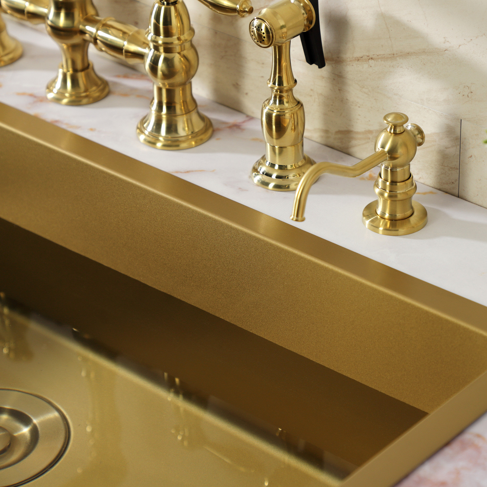 Kingston Brass Vintage Kitchen Soap Dispenser, Brushed Brass