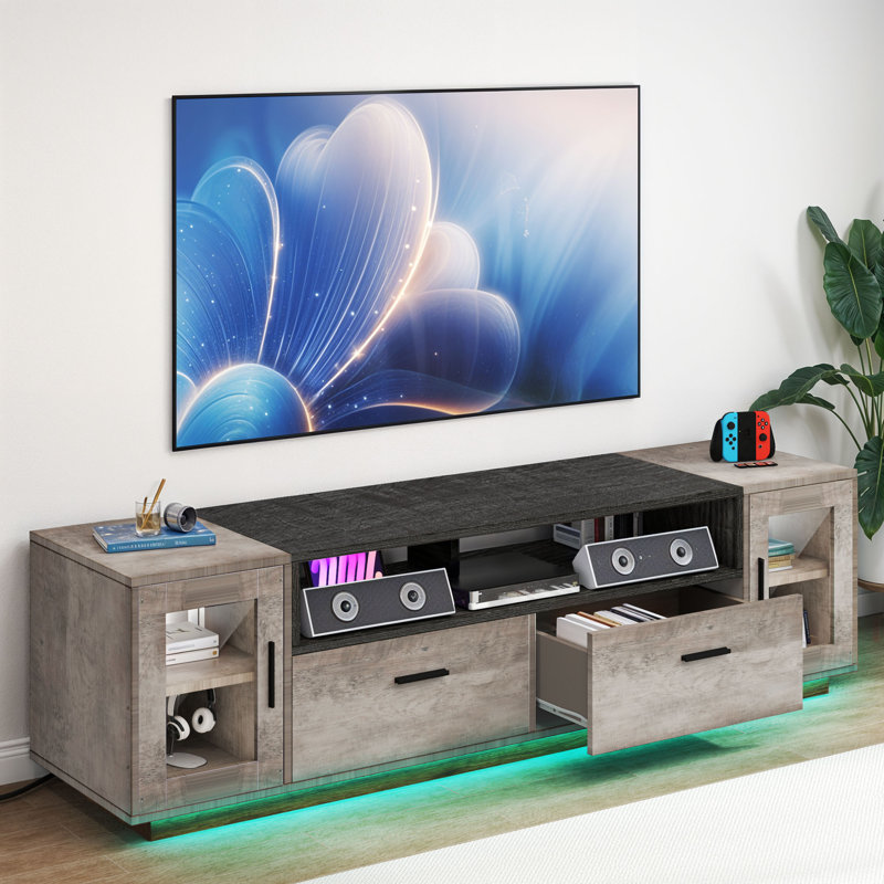 Console multimédia 63 po avec prise de courant, Gris cendre