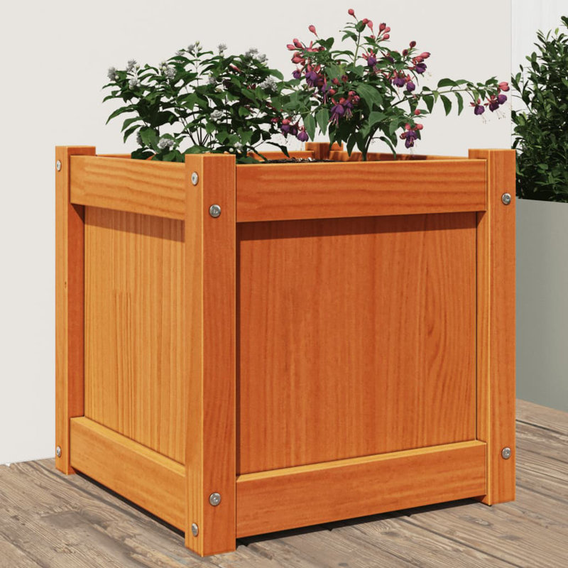 Brieuc Wood Planter Box, Natural Orange, 1