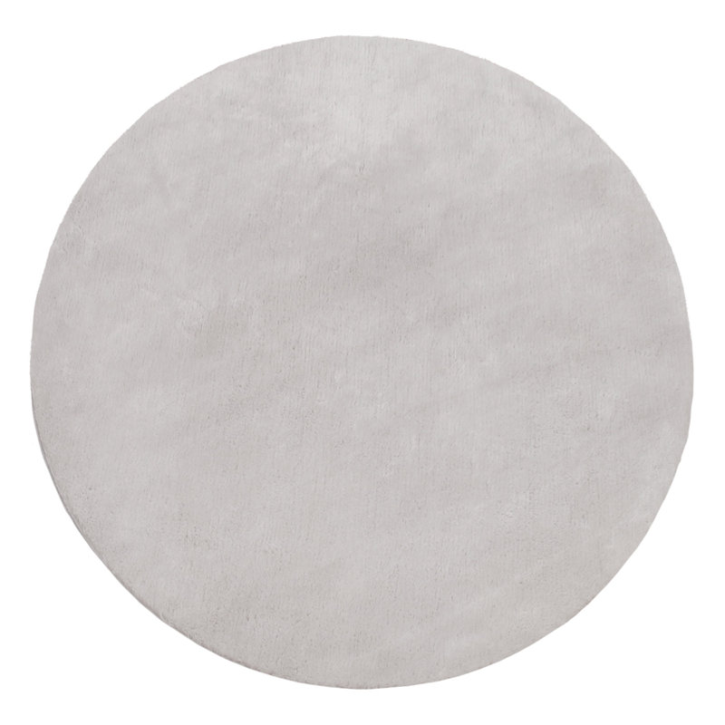 Soft Area Rug Cozy Low-Pile Rug Anti-Slip Solid Color Washable, Round 3'11", Silver