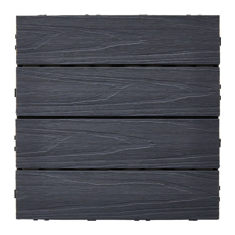 30cm L x 30cm W Plastic Interlocking Deck Deck Tile Kit, Dark Grey