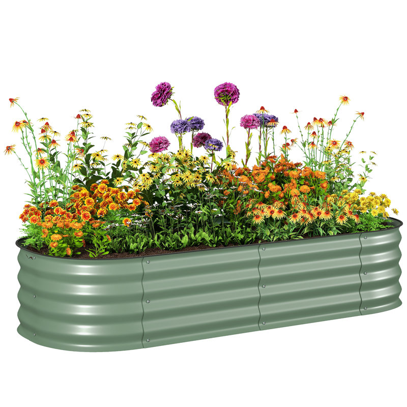 Sairah Metal Raised Garden Bed, Green, 16.5" H x 94.5" W x 23.5" D