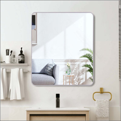 Metal Framed Square Bathrrom Mirror For Wall.