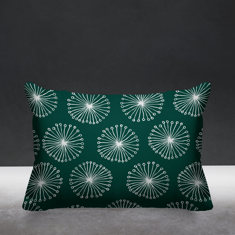 Janis Dandelion Indoor/Outdoor Throw Pillow, Emerald