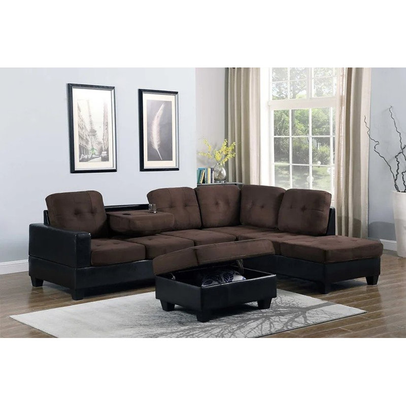 Upholstered L-Shaped Sectional Reversible