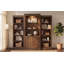 Bibliothèque brune de 78,75 po de hauteur avec 3 lumières DEL, armoire de présentation de style rétro avec tablettes en verre trempé, unité de rangement idéale pour le salon, le bureau, le studio et l'espace de travail