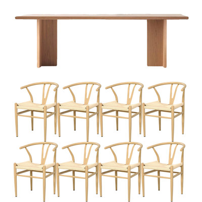 Ensemble de table de salle à manger en bois massif de style nordique