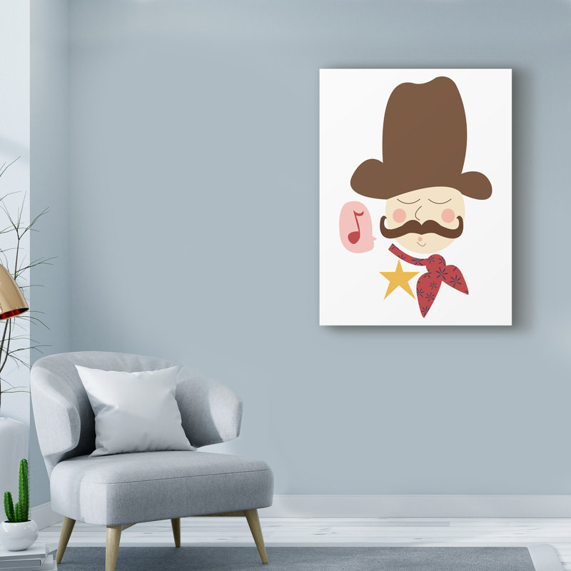 « cowboy siffler », art sur toile, H 47 po x l 35 po x P 2 po