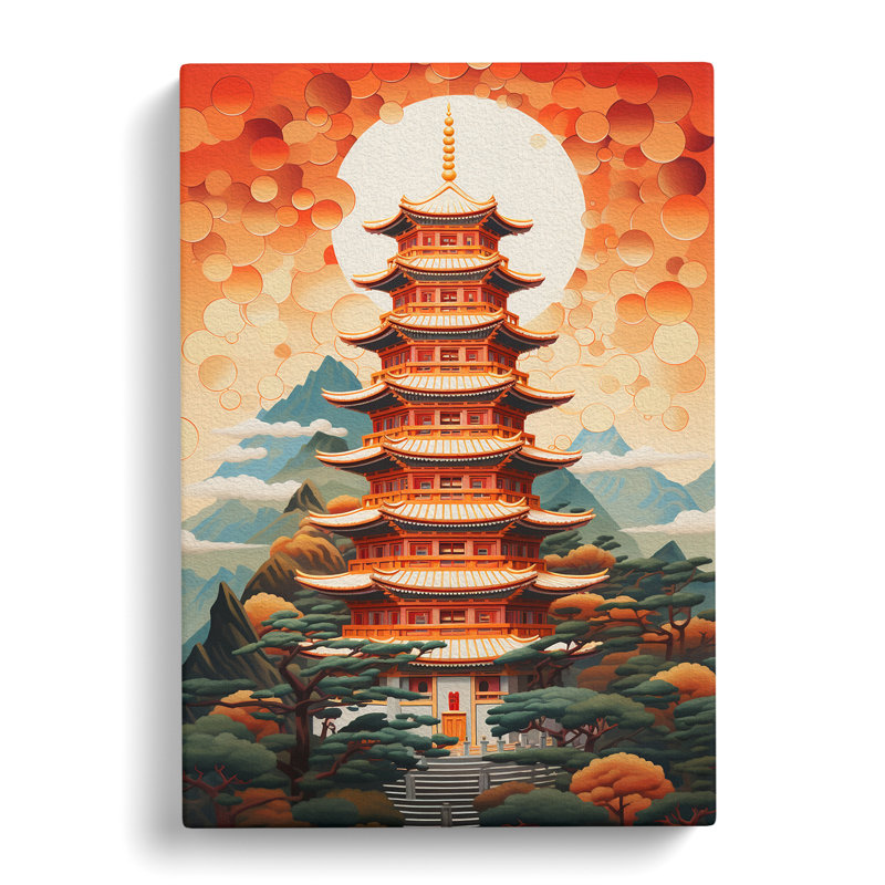 Pagoda Geometric - Wrapped Canvas, 76cm H x 50cm W x 3cm D