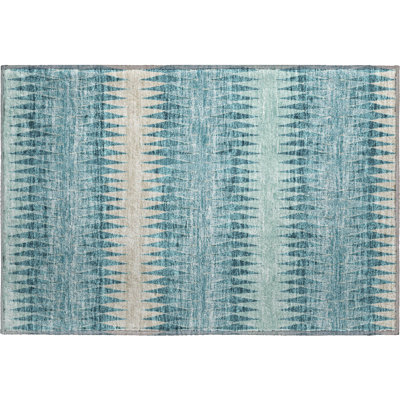 Premium Machine Washable Prisco Teal Rug