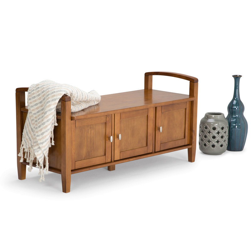 Transitional Style Entryway Storage Bench, Light Brown