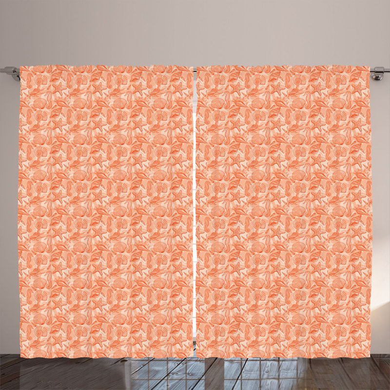Rustic curtain, scallops and lace murex, burnt sienna pale orange