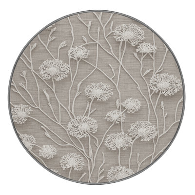 Tapis gris botanique lavable à la machine
