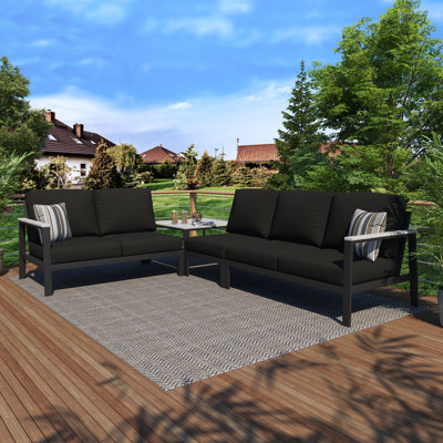 Townsend Outdoor 5 Person Sectional Seating Group With Sunbrella Cushions