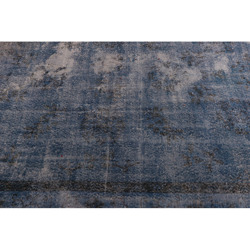 Tapis turc Oushak tissé à la main de grande taille pour le salon ou la chambre à coucher avec un beau design bleu