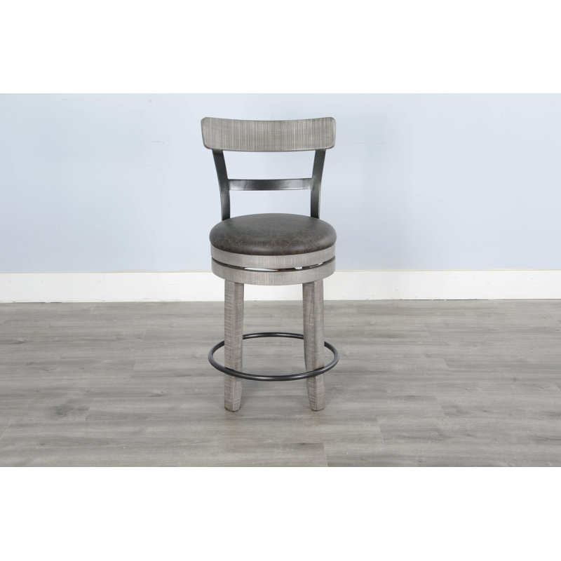 Meilani Swivel Upholstered Counter Stool, Counter Stool (24" Seat Height), Alpine Gray