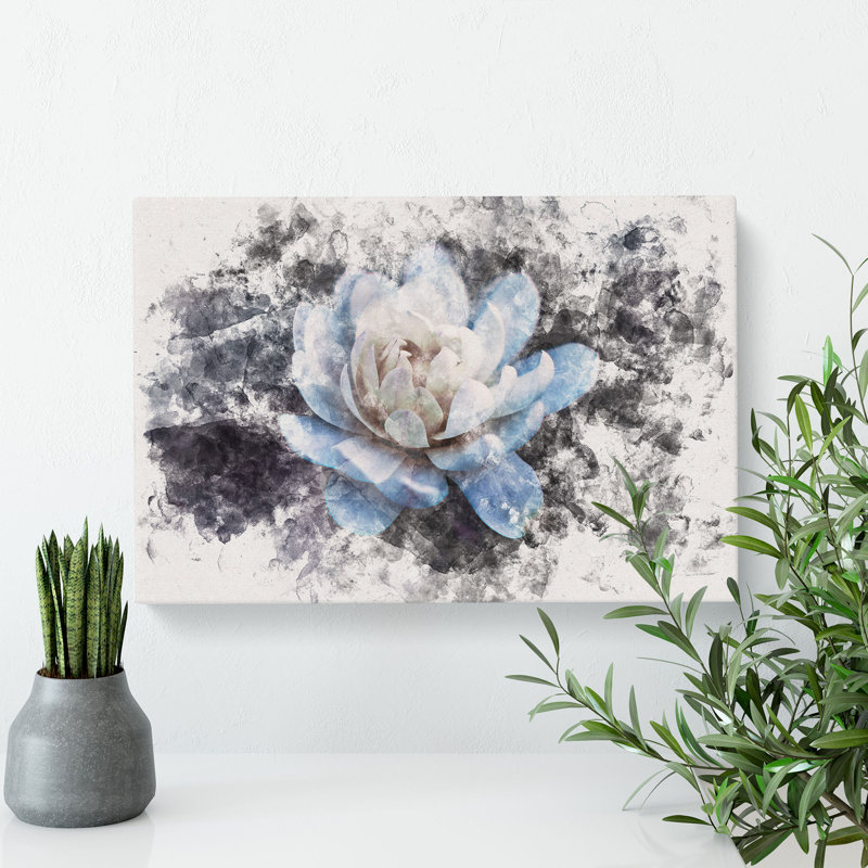 Blue Magnolia Flower - Wrapped Canvas Print, 35cm H x 50cm W x 3cm D