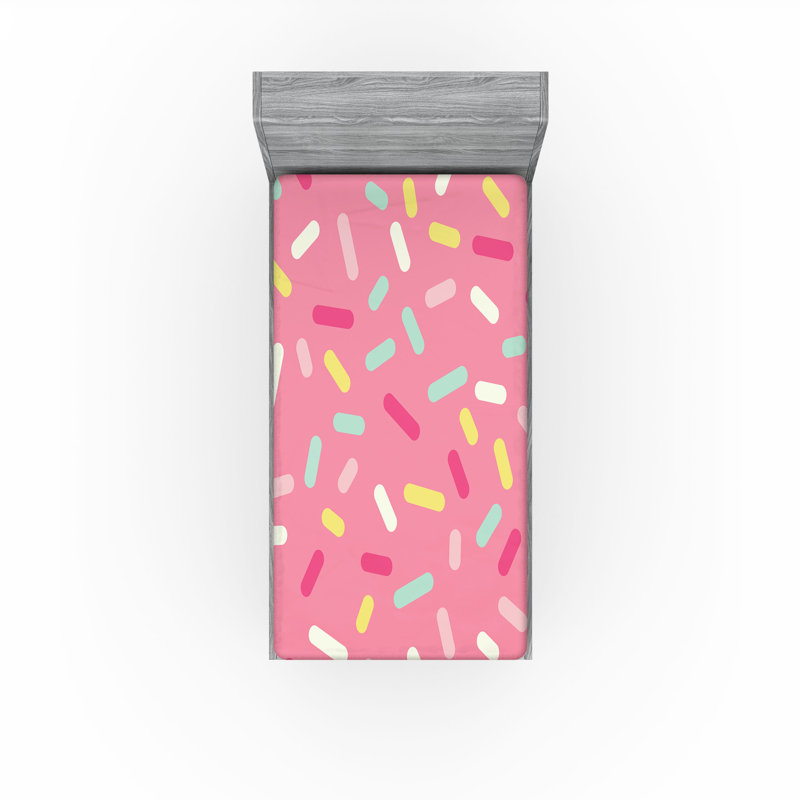 Ambesonne Fitted Sheet 2-Pack, Pink/Yellow/Red Abstract, Twin XL Fitted Sheet