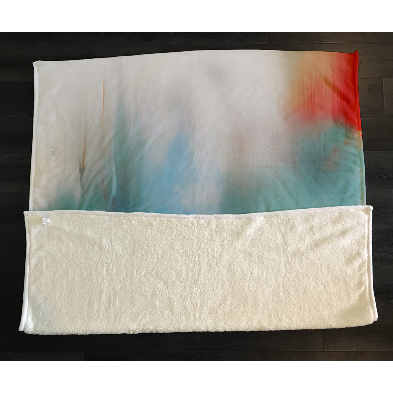 Throw Blanket, 51" W x 60" L, Abstract, Green/Blue/Orange