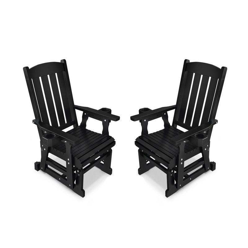 Fauteuil oscillant en bois pour une personne, avec dossier haut et siège profilé profond, Noir