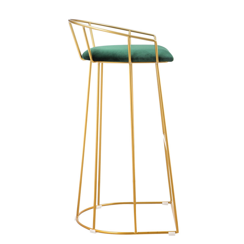 Tabouret de bar et de comptoir Jillian, Tabouret de bar (siège d’une hauteur de 30,5 po), Velours vert
