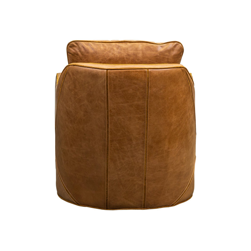 Puzzle Swivel Armchair, Ale Semi-Aniline Leather