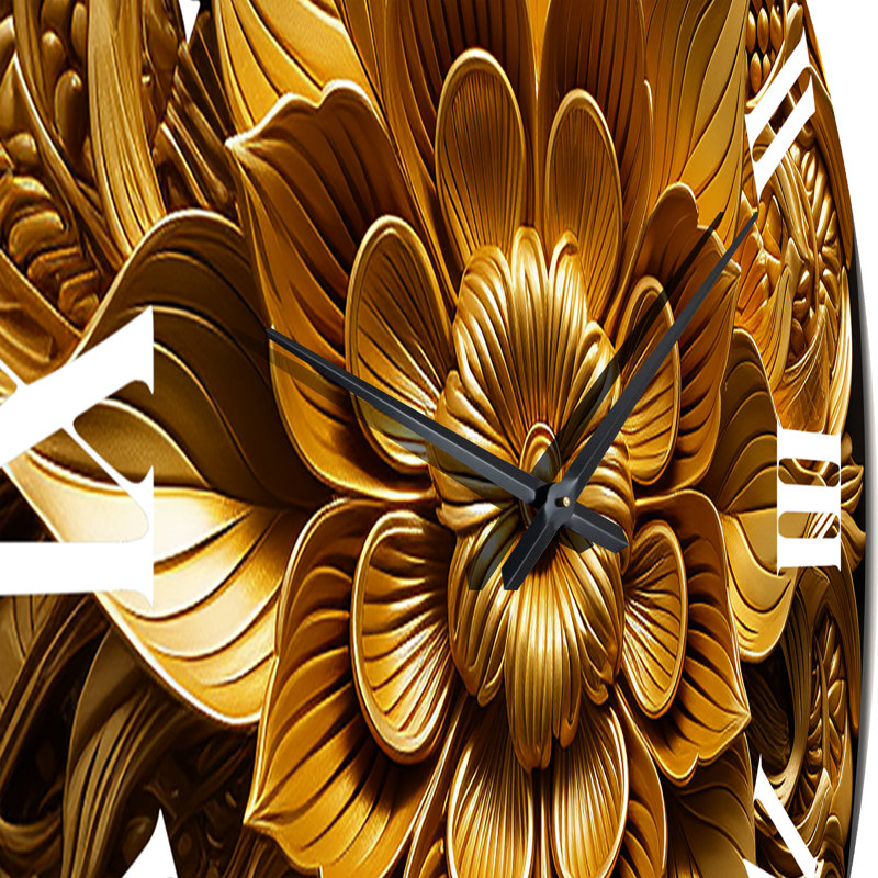 Horloge murale abstraite tournesol doré, Grand