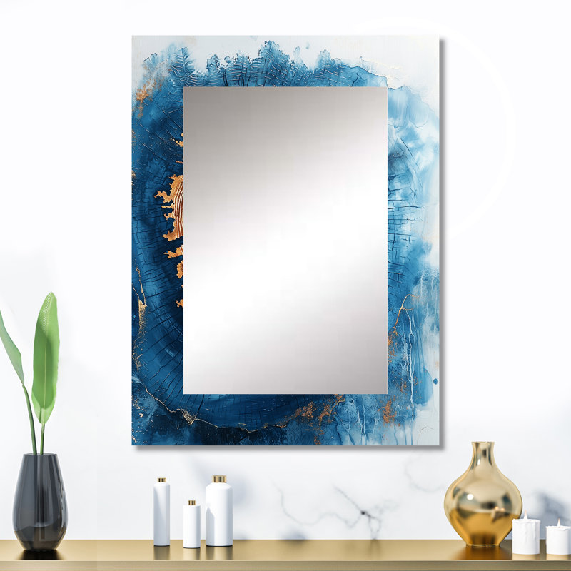 Tranche d'arbre en bois doré bleu doré Reverie II, 32 po x 24 po