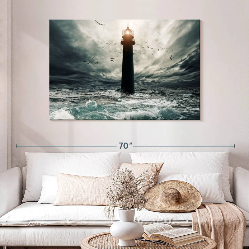 Aletra Lighthouse In The Storm, 32" H x 48" W