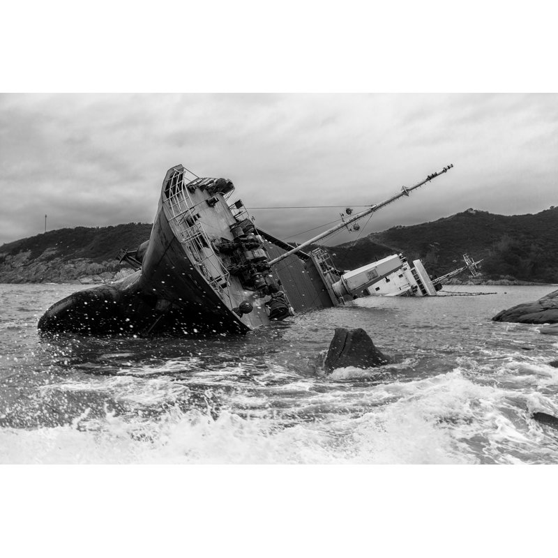Wrecked Ship - Wrapped Canvas Print, 30cm H x 46cm W x 3.8cm D