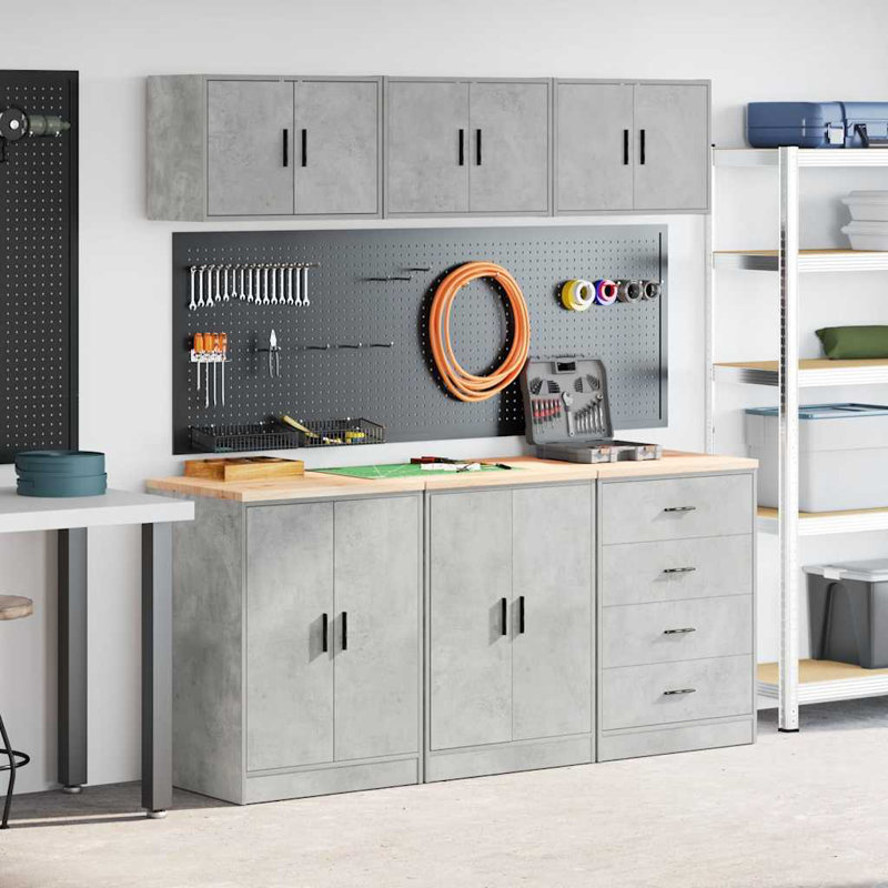 3 Piece Garage Cabinet Part Or Accessory, Concrete Grey